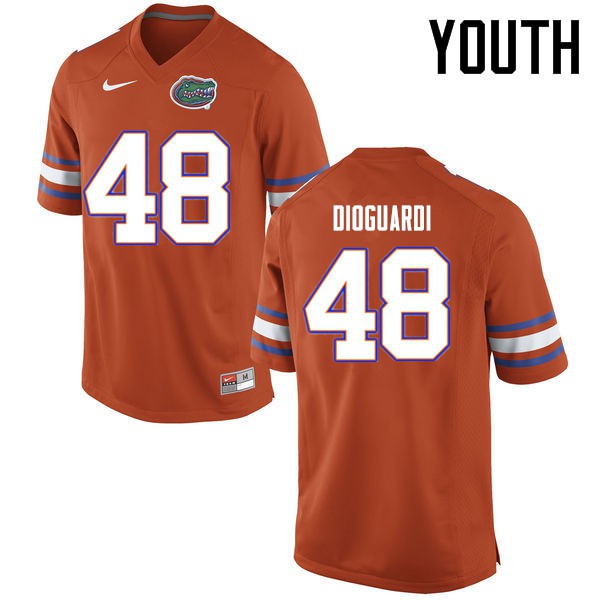 Florida Gators Youth #48 Brett DioGuardi College Football Jersey Orange